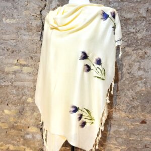 Pañuelo fino de flecos pintado a mano